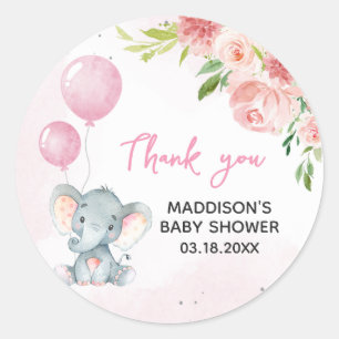 Blush Pink Elephant Baby Shower Classic Round Sticker