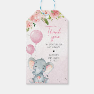 Blush Pink Elephant Baby Shower Favour Tags