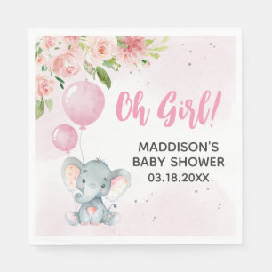 Blush Pink Elephant Baby Shower Napkin
