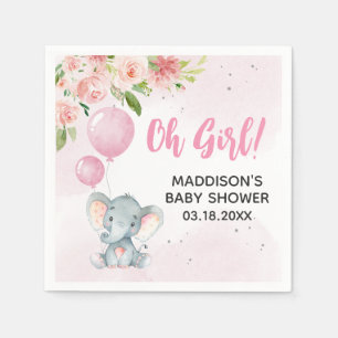 Blush Pink Elephant Baby Shower Napkin