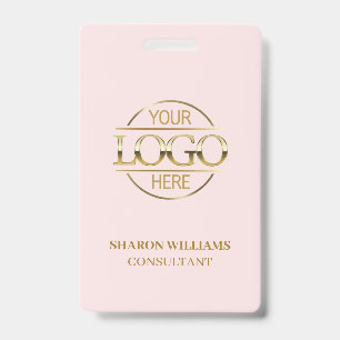 Blush Pink Employee ID with Custom Business Logo Badge