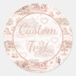 Blush Pink English Village Wedding Watercolor Classic Round Sticker