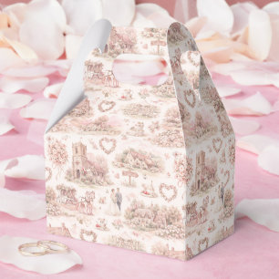 Blush Pink English Village Wedding Watercolor  Favour Box