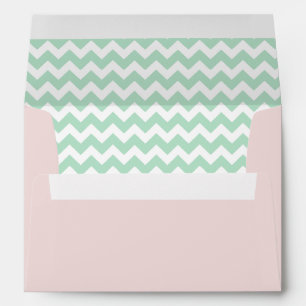 Blush Pink Envelope With Mint Green Chevron Print