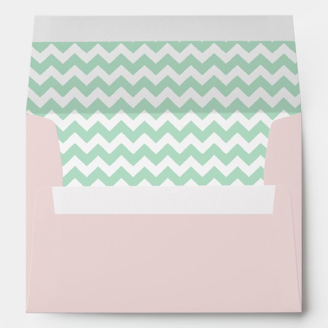 Blush Pink Envelope With Mint Green Chevron Print (Back (Bottom))