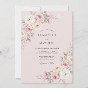 Blush Pink Ethereal Rose Wedding Invitation