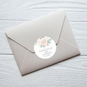 Blush Pink Eucalyptus Greenery Succulent Wedding Classic Round Sticker