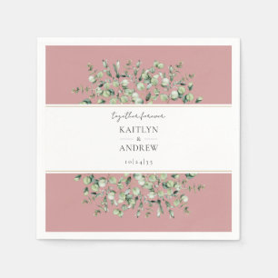 Blush Pink Eucalyptus Together Forever Wedding  Napkin