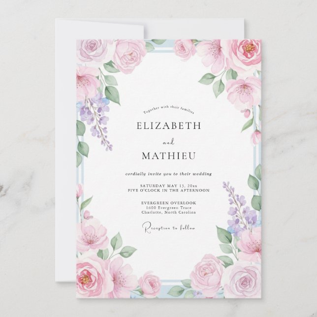 Blush Pink Exquisite Spring Wedding Invitation (Front)