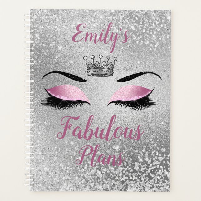 Blush Pink Fabulous Glitter Eyes Planner (Front)