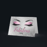 Blush Pink Fabulous Glitter Eyes Standard Birthday Card<br><div class="desc">Blush Pink Fabulous Glitter Eyes Standard Birthday Card features a pair of large eye lids with blush pink glitter eyeshadow, diamante effect liner with long black lashes on a silver glitter effect background. The word 'fabulous' is written in script in a matching blush pink with a small silver queen's crown...</div>