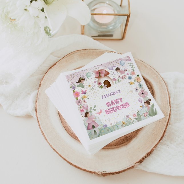 Blush Pink Fairy Baby Girl Shower Floral Forest Napkin (Creator Uploaded)