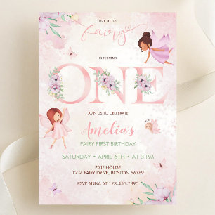 Blush Pink Fairy First Birthday Girl Invitation