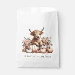 Blush Pink Fall Highland cow favour bags