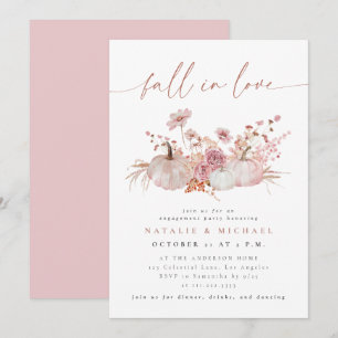 Blush Pink Fall in Love Engagement Party Invitation