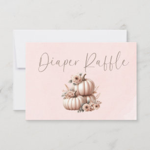 Blush Pink Fall Pumpkin Diaper raffle Thank You Card