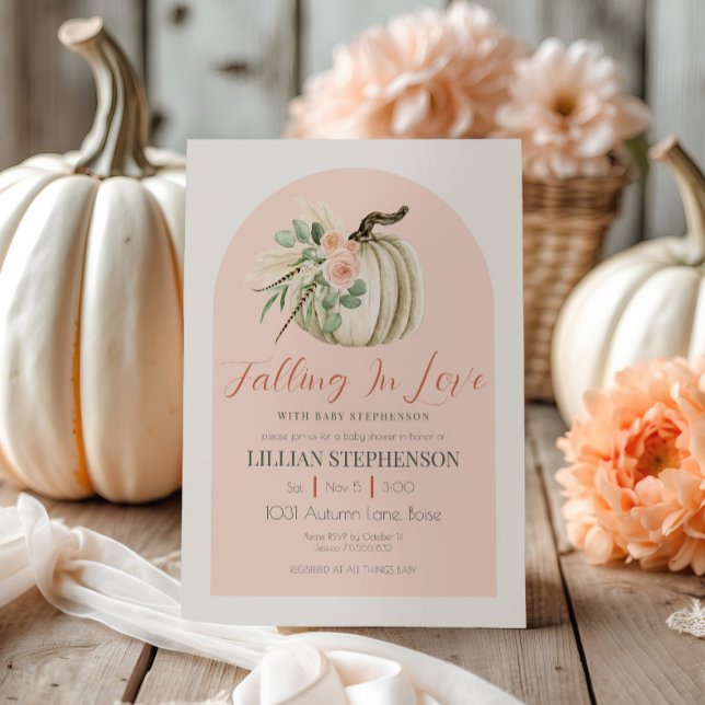 Blush Pink Falling in Love Pumpkin Baby Shower  Invitation (Creator Uploaded)