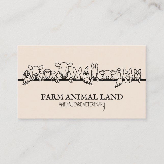 Blush Pink Farm Animal Watch Veterinary Business Card (Front)