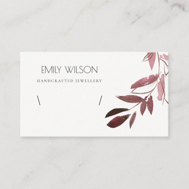 BLUSH PINK FAUNA WATERCOLOR BRACELET DISPLAY LOGO BUSINESS CARD (Front)