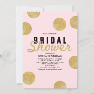 Blush Pink Faux Gold Glitter Bridal Shower Invite