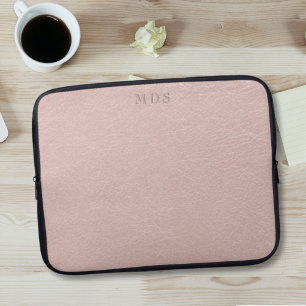 Blush Pink Faux Leather Monogram Laptop Sleeve