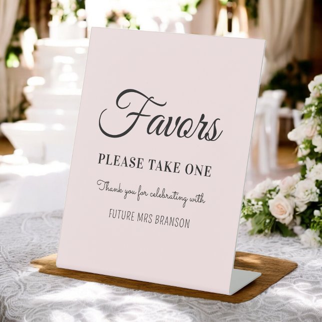 Blush Pink Favours Bridal Shower Pedestal Sign (Creator Uploaded)