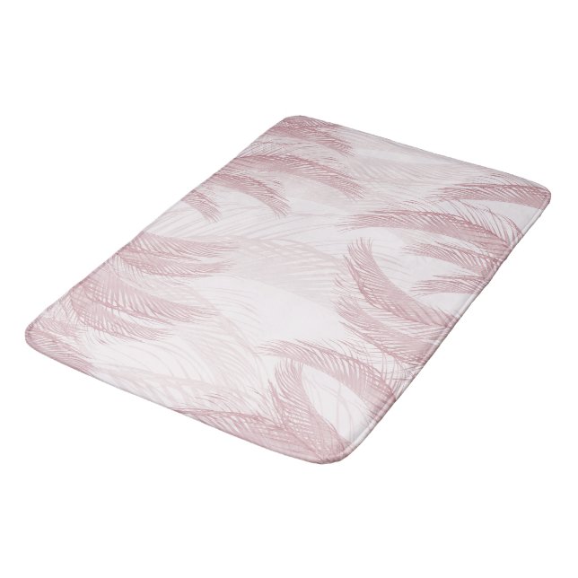 Blush Pink Feather Palm Bliss 1 Bath Mat (Angled)