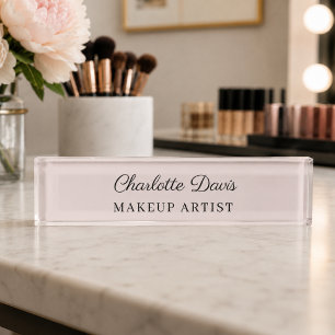 Blush pink female women name title business nameplate