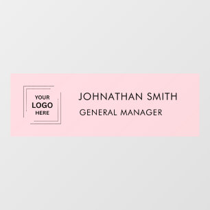 Blush Pink Feminine Business Name Plate Window Cling