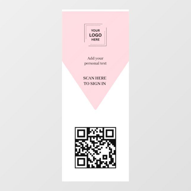 Blush Pink Feminine QR Code Business Window Cling (Sheet)