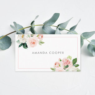 Blush Pink Feminine Watercolor Floral Business Card