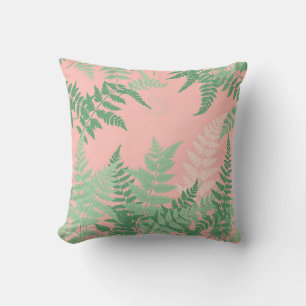 Blush Pink Fern Leaf Botanical Sage Green Modern Cushion