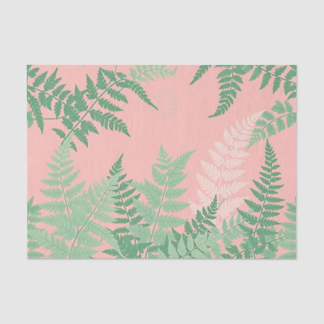 Blush Pink Fern Leaf Botanical Sage Green Modern  Tissue Paper (Front)