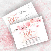 Blush Pink Floral 100th Birthday