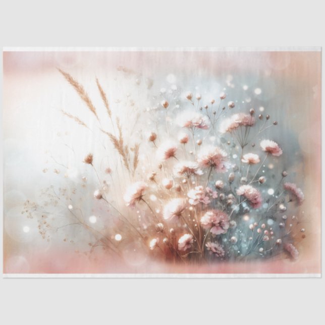 Blush Pink Floral 18lb Tissue Paper (Front)