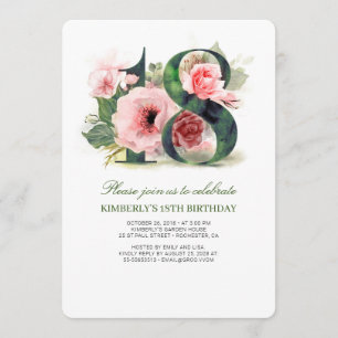 Blush Pink Floral 18th Birthday Party Invitation