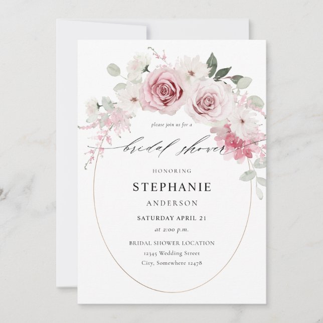 Blush Pink Floral 2 Bridal Shower Invitation (Front)