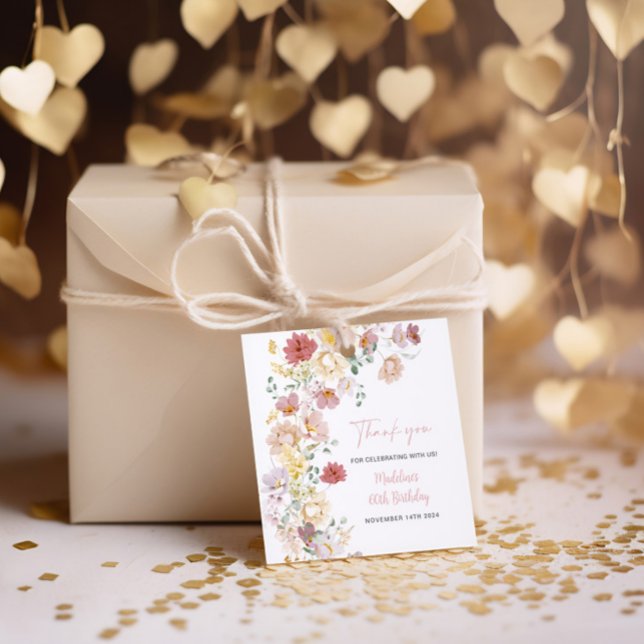 Blush Pink Floral 60th Birthday Favour Tags (Creator Uploaded)