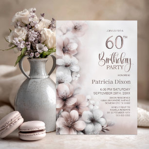 Blush Pink Floral 60th Birthday Party Invitation