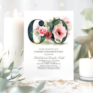 Blush Pink Floral 60th Wedding Anniversary Invitation