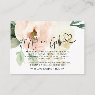Blush Pink Floral A Note on Gifts Wishing Well Enclosure Card