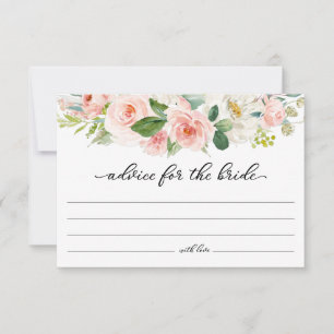 Blush pink floral advice for the bride card