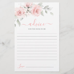 Blush Pink Floral Advice for the Mum To Be card