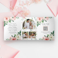 Blush Pink Floral All in One QR Code Wedding