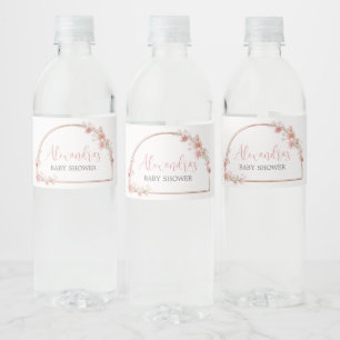 Blush Pink Floral Arch Baby Shower  Water Bottle Label