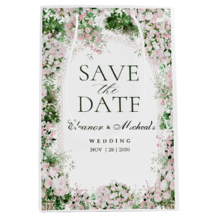 Blush Pink Floral Arch Garden Wedding Greenery  Medium Gift Bag