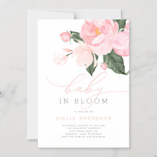 Blush Pink Floral Baby Girl in Bloom Shower Magnetic Invitation