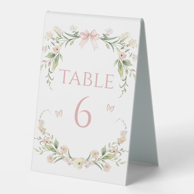 Blush Pink Floral Baby Girl Shower Table Numbers (Front)