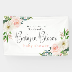 Blush Pink Floral Baby in Bloom Baby Shower Banner