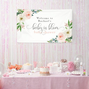 Blush Pink Floral Baby in Bloom Baby Shower Banner